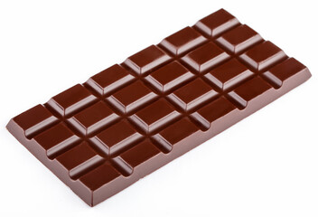 Dark chocolate bar on a white background. Milk chocolate. Confectionery.