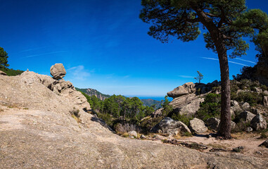 Balanced Rock "Roches Setinelle", near Waterfall "Piscina di Gallo", Corse, France