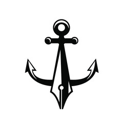 anchor pen symbol icon Illustration vector logo design
