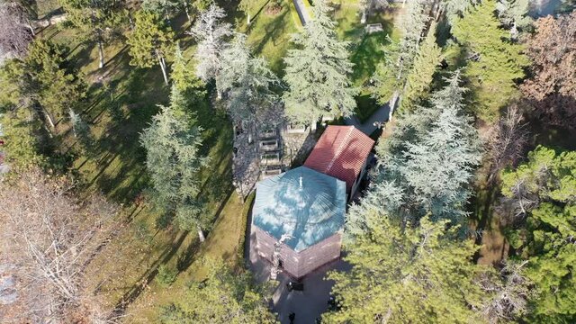 Aerial view of Ertugrul Gazi Tomb in Bilecik. 4K Footage in Turkey