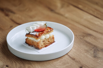 Strawberry cake with whipped cream