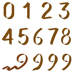 A set of numbers 0-9 for the holiday Victory Day on May 9. Vector image on a white background.