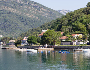 Fototapeta na wymiar Montenegro Bay of Kotor view of the yacht