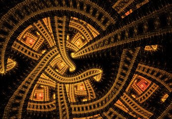 Abstract color dynamic textured background with lighting effect. Fractal spiral. Fractal art