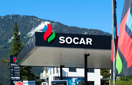 Logo sign of Socar gas station in Austria