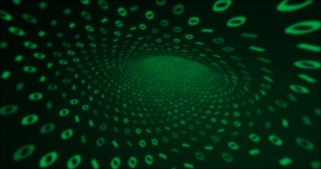 Neon Digital green binary tunnel. Seamless   background for network, big data, data center, digital event. 3D illustration