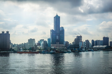 Fototapeta na wymiar Kaohsiung city landscape from the sea