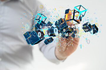 Internet infrastructure concept. Abstract technology background. 3D rendering.