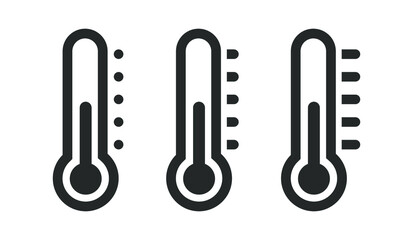 Thermometer vector set icon with temperature half scale for weather or medicine. Vector illustration.