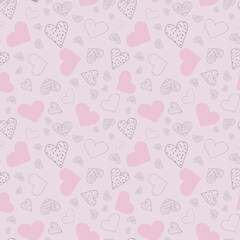 Heart Vector seamless pattern background with Valentines day hearts on pink surface pattern design