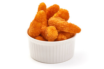 Shrimps in breadcrumbs, isolated on white background