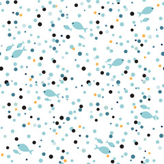Seamless colorful pattern with fish. Abstract texture for fabric, textile, apparel. Vector illustration