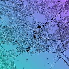 Nairobi, Kenya (KEN) - Urban vector megacity map with parks, rail and roads, highways, minimalist town plan design poster, city center, downtown, transit network, gradient blueprint