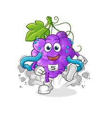 Grape runner character. cartoon mascot vector