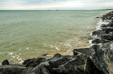 La côte normande à Arromanches, Calvados, France