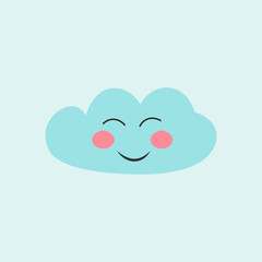Cute cloud. Funny weather theme. Perfect for holiday decoration, greeting cards, scrapbooking, party invitation, poster, sticker. Cartoon illustration