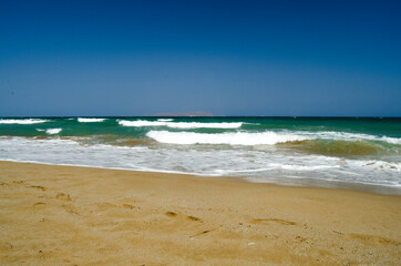 coast and sea, sand beach, waves, Gouves, Crete, Greece
