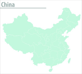China map illustration vector detailed China map with region names.