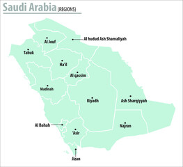 Fototapeta premium saudi arabia map illustration vector detailed saudi arabia map with region names
