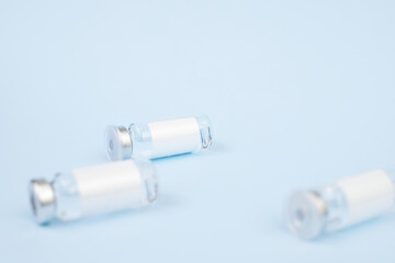 medical jars, mocap. on a blue background. copy space