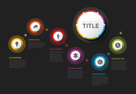Dark Infographic Horizontal Timeline Layout