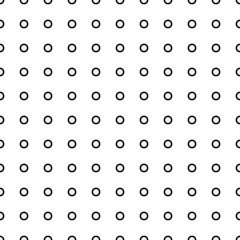 Square seamless background pattern from geometric shapes. The pattern is evenly filled with black circle symbols. Vector illustration on white background