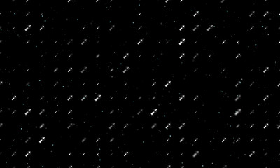 Seamless background pattern of evenly spaced white champagne opening symbols of different sizes and opacity. Vector illustration on black background with stars