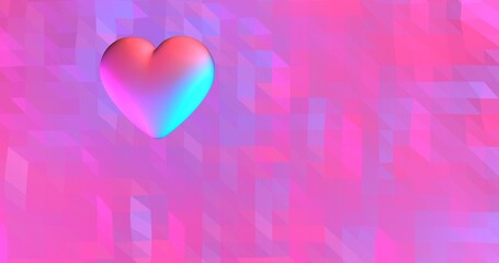Neon background with glowing ultraviolet heart. For St. Valentines Day event. 3D rendering 3D illustration