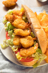 Homemade Shrimp Po Boy Sandwich