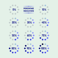 Percentage indicators elements collection for infographics design
