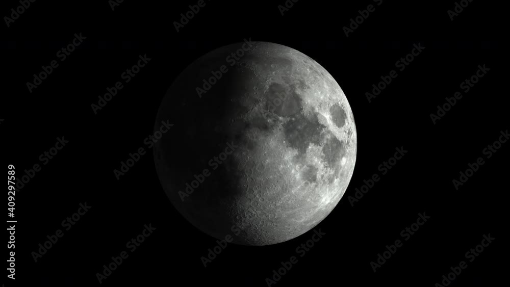 Wall mural phases of the moon, detailed luna. seamless loop. embedded transparency. prores 4444. textures from 