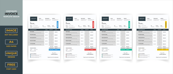 Minimal Creative Corporate Business invoice Template. Invoice For your Business Print ready Invoice Vector template Design