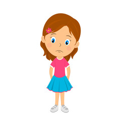 cute cartoon girl epresses bored