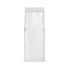 Coffee Bag Mockup Isolated on White Background, Front View. Vector Illustration