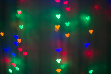 heart, bokeh, flashlights, neon lights, love