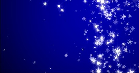 Naklejka na ściany i meble Christmas background with snowflakes - falling snow on a blue background 3D rendering 3D illustration