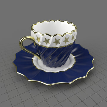 Fluted twisted teacup with saucer