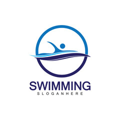 Swimming logo vector illustration design.Swimming Club. Swimmer logo design template