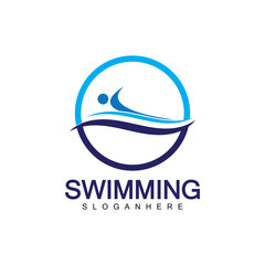 Swimming logo vector illustration design.Swimming Club. Swimmer logo design template