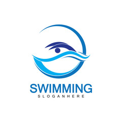 Swimming logo vector illustration design.Swimming Club. Swimmer logo design template