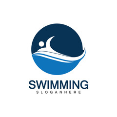 Swimming logo vector illustration design.Swimming Club. Swimmer logo design template