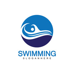 Swimming logo vector illustration design.Swimming Club. Swimmer logo design template