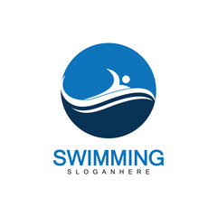 Swimming logo vector illustration design.Swimming Club. Swimmer logo design template