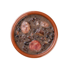 Traditional brazilian feijoada isolated over white background