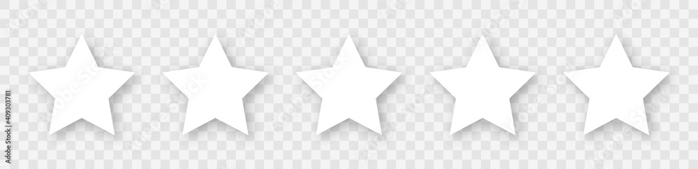 Wall mural star icon collection. star vector icons set with shadow. white stars different shapes isolated on tr