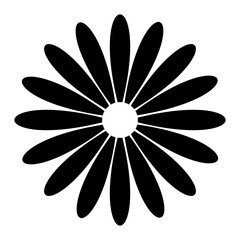 Flower icon isolated on white background. Chamomile black pictogram in trendy flat style. Vector illustration.