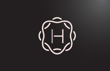 H alphabet letter logo for business and company in black and white. Branding for corporate identity with floral monogram pattern. Creative lettering icon for design