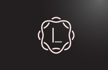 L alphabet letter logo for business and company in black and white. Branding for corporate identity with floral monogram pattern. Creative lettering icon for design
