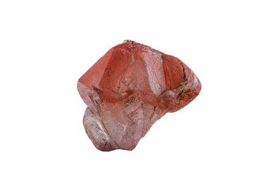 macro mineral stone quartz pink on a white background