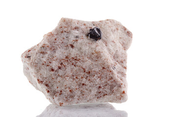 macro mineral stone Cassiterite on a white background
